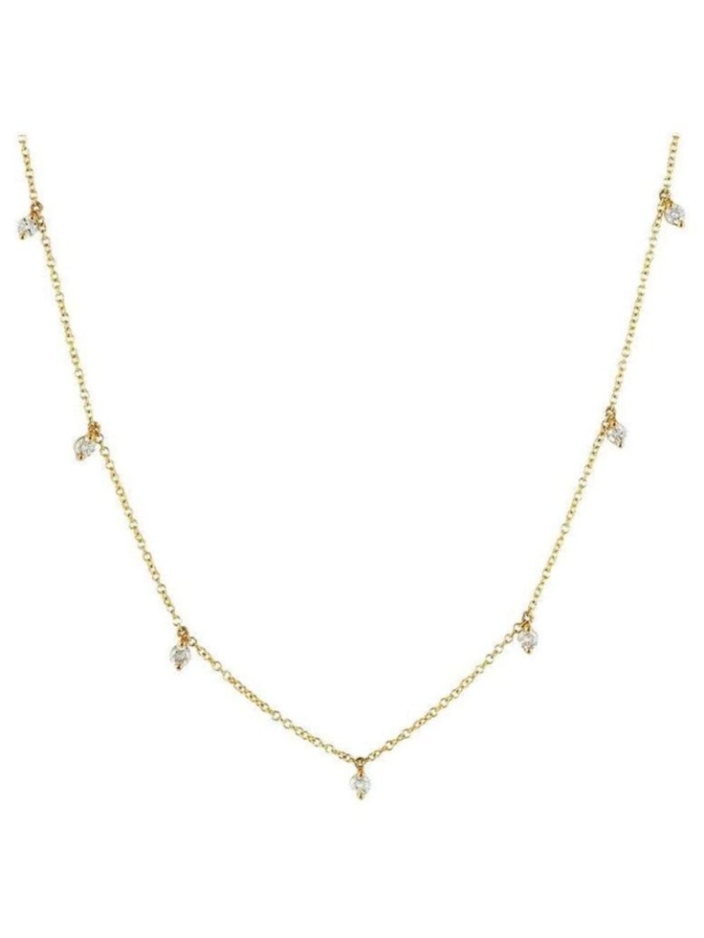 Dainty Pear Cut 14K (or 18k upon request) Yellow Gold Diamond Drop Necklace